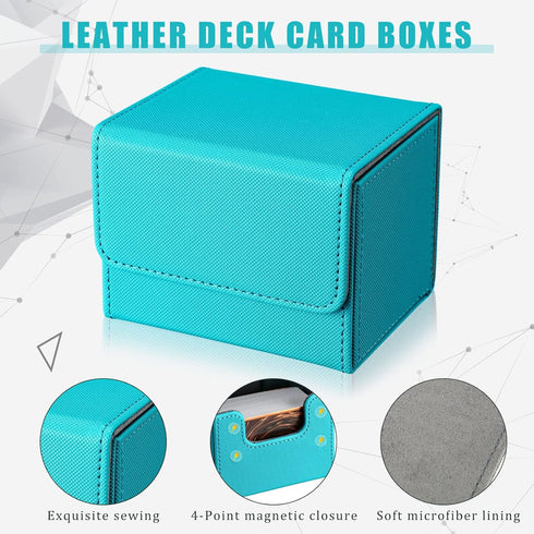 Weewooday 5 100 5 Pcs Leather Deck Card Boxes Large Size Deck Game Holder Storage Box Fit Plus Sleeved Cards Compatible