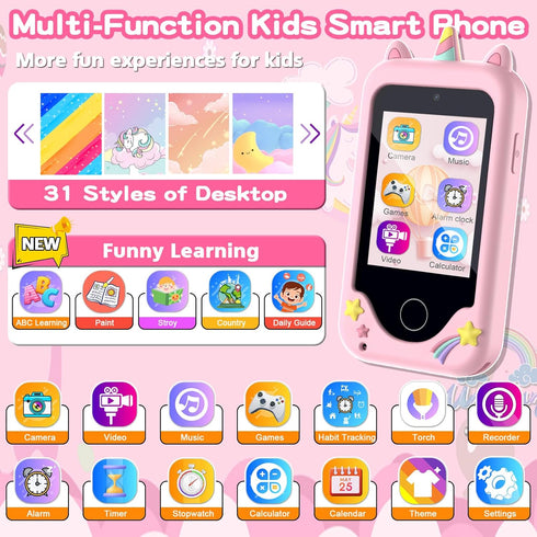 Kids Phone for Girls, Toys for 3-10 Year Olds, Touchscreen Toddler Smartphone Learning Toys, Play Cell Phone with
