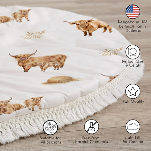Tummy Sweet Jojo Designs Baby Play Mat (Boho Highland Cow) for Girls/Boys, Infant, Toddler Padded Floor Mat, Time