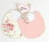 GZMM Baby Bib for Girls, Reversible Waterproof Handmade Natural Cotton Baby Drool Bib 0-12 months (2 Pack)
