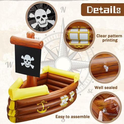 2 Cunhill Pieces Inflatable Pirate Ship Cooler Inflatable Cooler for Halloween Pirate Ship for Food Beverage Serving