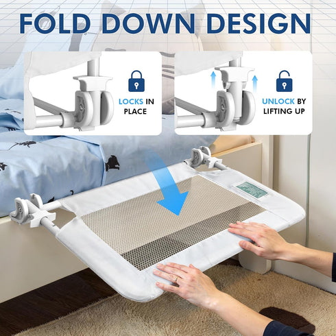 Salcod 33inch Universal Swing Down Crib Rail Guard, Convertible Crib Bed Rail for Toddlers, with Reinforced Wing Nut