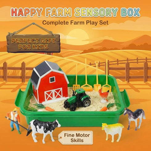 Set 3 4 5 6 7 Carolart Farm Sensory BinFarm Animals Sand Kit with Sensory SandBarn Sandbox with TractorSensory Play