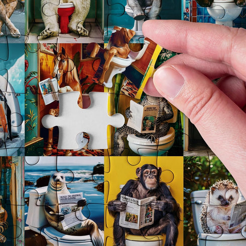 Funny Animal Puzzle 1000 Pieces for Adults, Colorful Pooping Animal Jigsaw Puzzle, Animal Kingdom Fun
