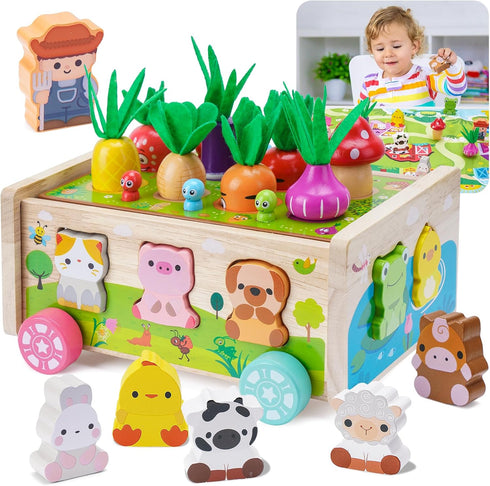 Toddler Montessori Wooden Farm Toys | Babies 12-18 Months Toy with Game