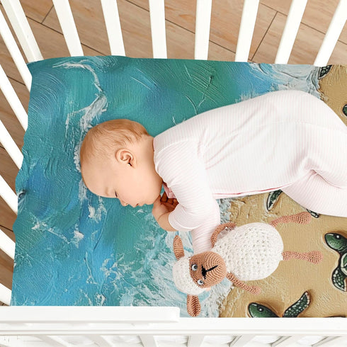 Vdsrup 39 27 5In Crib Sheets for Boys Girl Beach Turtles Neutral Mini Crib Mattress Sheets Fitted, Toddler Baby Sheets
