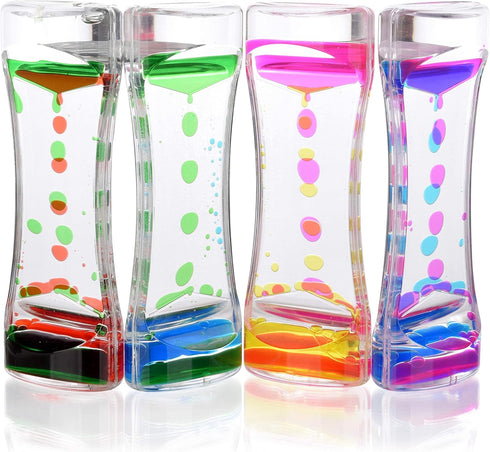 Special Supplies Liquid Motion Bubbler Toy (4-Pack) | Colorful Hourglass Timer | Sensory Play for Bedroom, Kitchen,