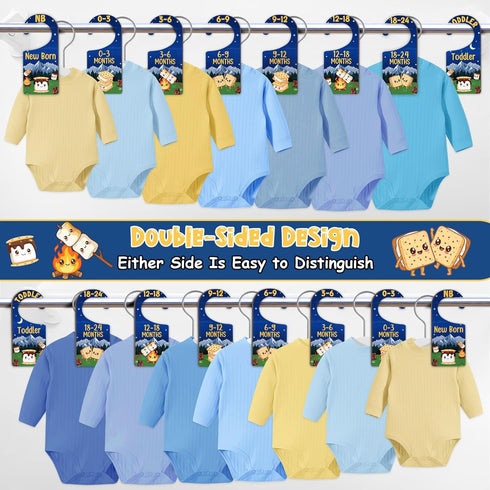 Closet 8PCS, Baby Dividers SMore Themed Wooden Double-Sided Clothes Size Hanger/Organizer from Newborn to Toddler