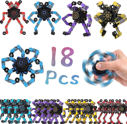 Sengtin 18pcs Random Fidget Spinners,DIY Deformable Robot Fingertip Toys,Decompression Spinner,Deformable Creative Mechanical Gyro