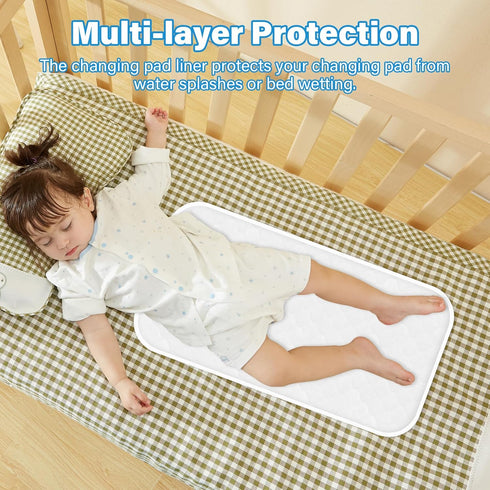 kimitimi 3 Pack Baby Thicker Diaper Changing Quilted Pad Liner, Non-Slip Heavy Absorbency Reusable Incontinence Pads