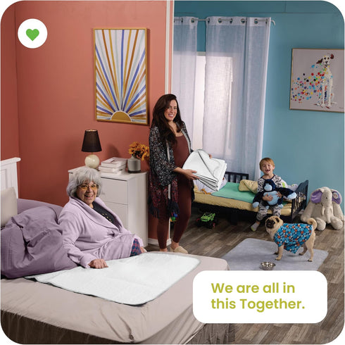 (2 Pack 34x52) IMPROVIA Washable Underpads, Heavy Absorbency Reusable Incontinence Pads for Kids, Adults, Elderly