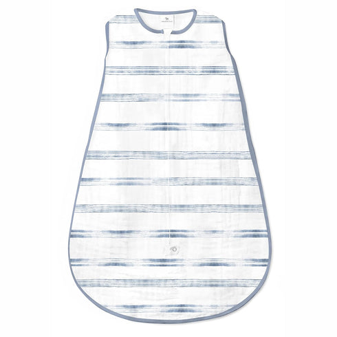Amazing Baby Cotton Muslin Sleeping Sack, Wearable Blanket with 2-Way Zipper, Watercolor Stripes, Denim, Large (12-18