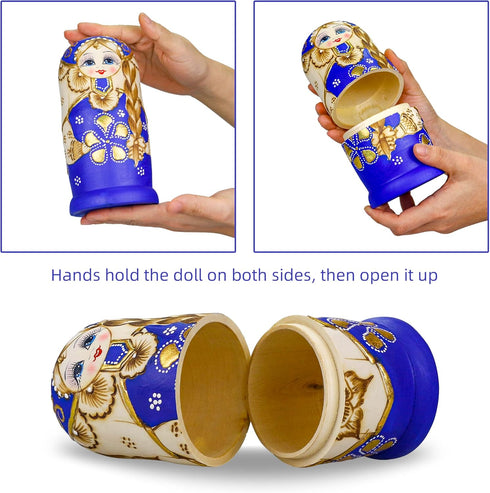 Set 7 Starxing Russian Nesting Dolls Matryoshka Wood Stacking Nested Pieces Handmade Toys for Children Kids Christmas