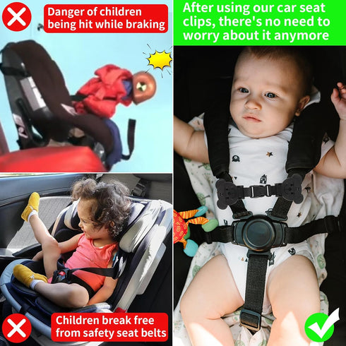 Car Seat Strap Anti Escape, Bear-Shaped Baby Harness Chest Clip, Prevent Kids from Taking Arms Out of Car Seat (2 Pack)