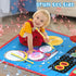 2-in-1 Musical Mat Toys - Piano Keyboard & Drum Set with 2 Drum Sticks for 1-5 Year Old Boys & Girls, Blue
