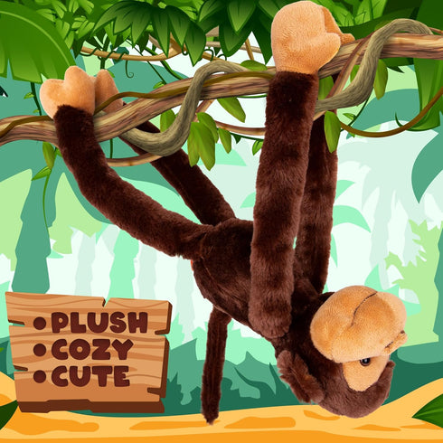 ArtCreativity Long Arm Plush Monkey, 23 Inch Hanging Monkey, Ultra Soft Stuffed Animal for Kids, Cute Nursery Décor