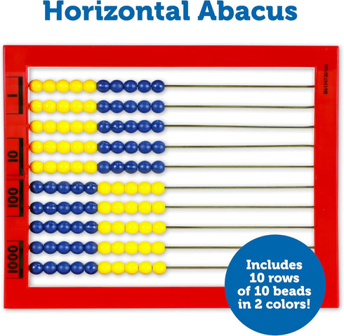 Learning Resources 2-Color Desktop Abacus, Red Frame, Color Coded, Math Concepts, Ages 5+