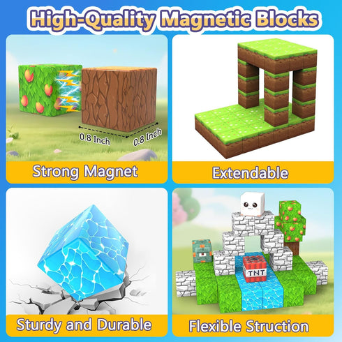 ANDENLEY 150PCS 3 4 5 6 7 8-12 Magnetic Blocks, Magnetic Building Blocks Cubes, Magnet Tiles Stacking STEM Building