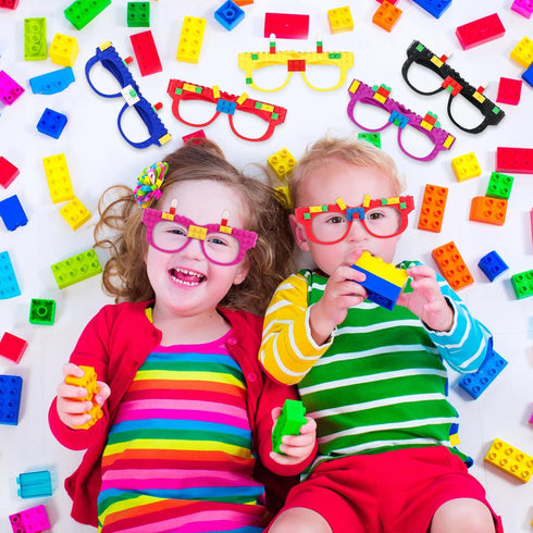 12 Pcs Building Bricks Glasses Building Blocks Games for Kids Birthday Party Favors Supplies, Carnival Party