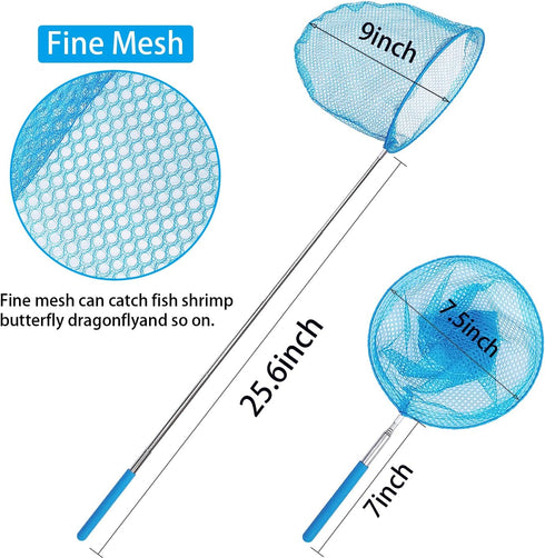 Insect Catching Nets with Telescopic Stainless Steel Pole, Butterfly Nets for Nature Exploration Toys for Kids.