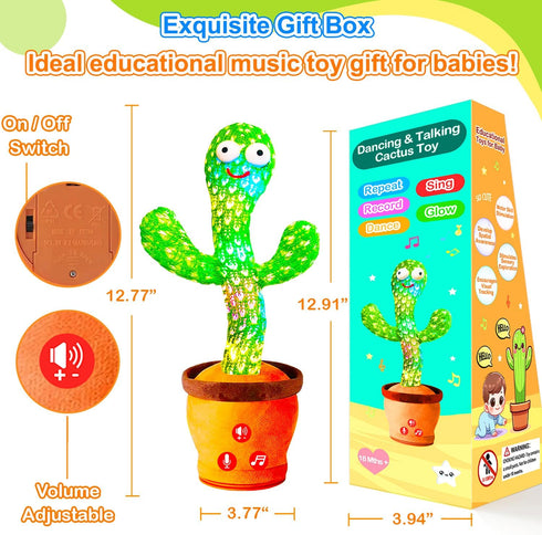 Baby Toys Interactive, Dancing Talking Cactus Toy Volume Adjustable, Mimicking Singing Repeating, Easter Gifts / Easter