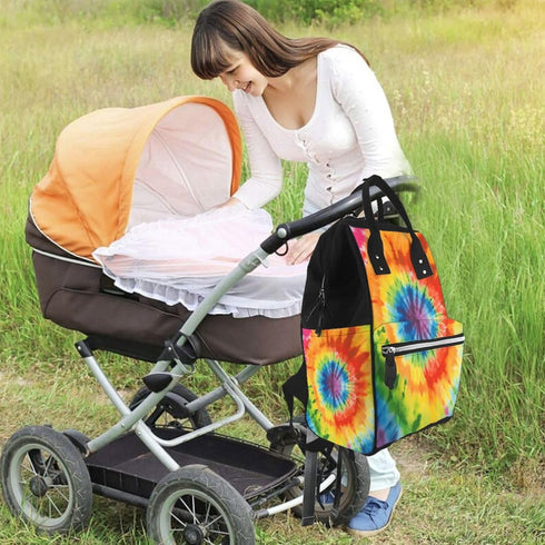 KHIRY Backpack Mummy Backpack Diaper Bag Nappy Baby Bag Sea Otter Multifunction Changing Bags for Travel, Tie Dye, One