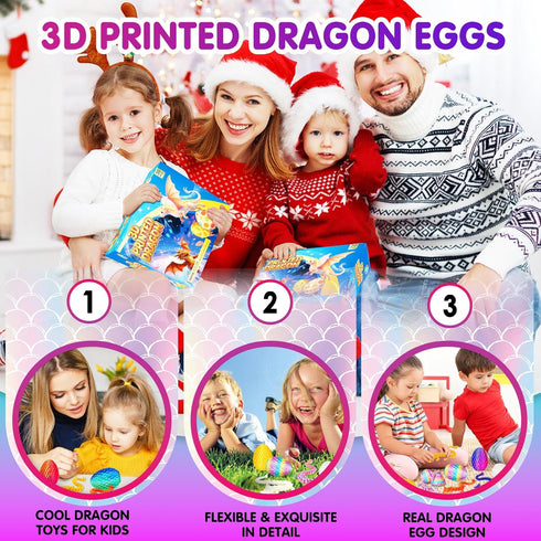Apear1 30PCS 3D Printed Dragon Eggs with Dragon Inside, Mini Animals Party Favors for Kids, Flexible Articulated