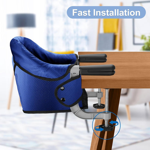 Fast Table Chair Hook on Chair Clip on Table Clamping Chair Portable Heavy Duty Feeding Seat, Fold-Flat Storage, Attach
