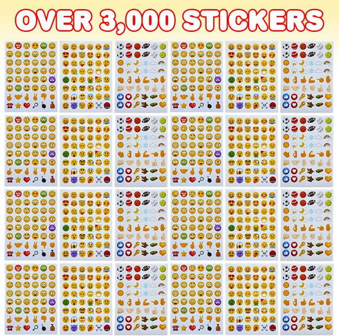 ArtCreativity Emoticon Sticker Set for Kids, 3000+ Stickers, 12 Packs with 72 Sheets, Classroom Rewards