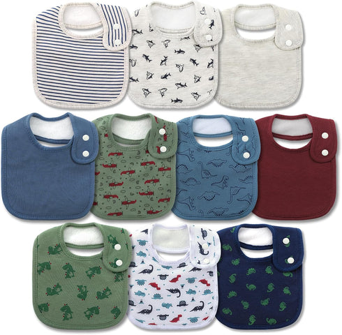 Hakochia Waterproof Baby Bibs Organic Cotton Super Soft and Absorbent With Adjustable