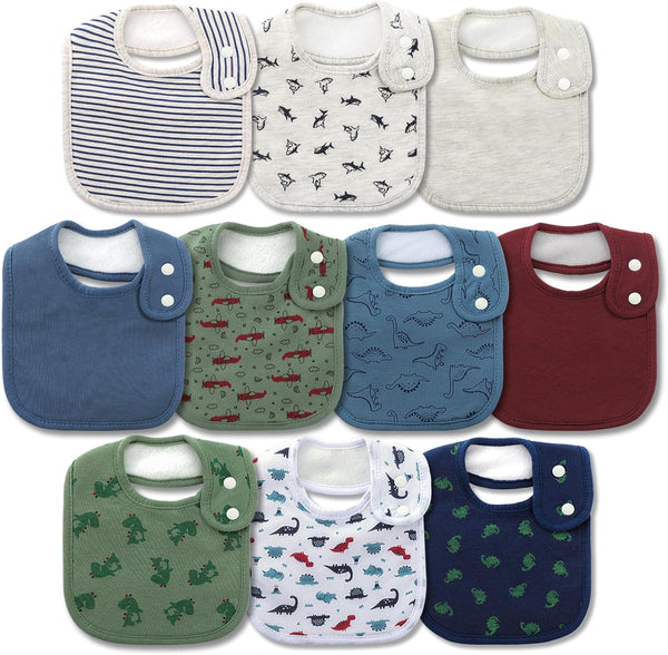Hakochia Waterproof Baby Bibs Organic Cotton Super Soft and Absorbent With Adjustable