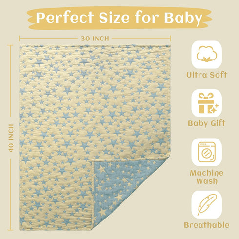 3 30"x40", NTBAY Layer Toddler Blanket, Muslin Cotton Jacquard Bed Blankets, Lightweight Thermal Baby Blanket, Super