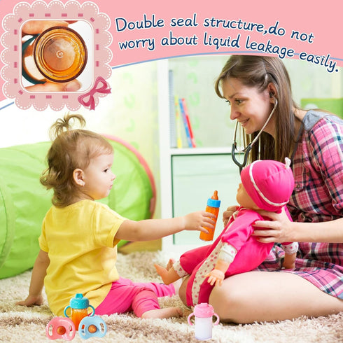 Woozettn 13 Set,Pretend Set Package,Doll Set Pcs Baby Doll Accessories Magic Bottle Play Feeding Toy with Feeding