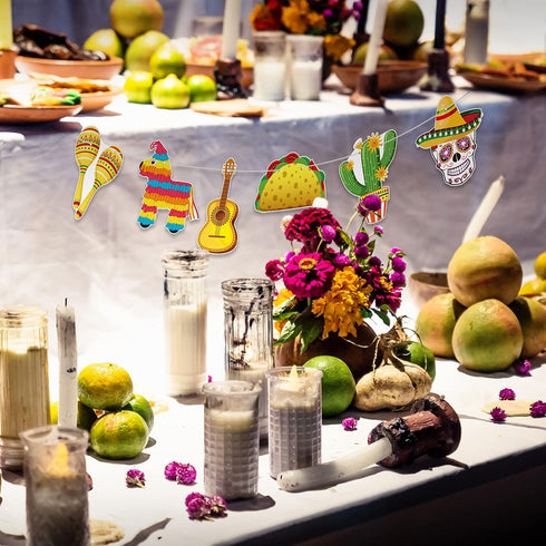 Cinco De Mayo Banner Mexican Party Supplies Sign Banner Garland for Fiesta Party Decoration, Day of The Dead Backdrops
