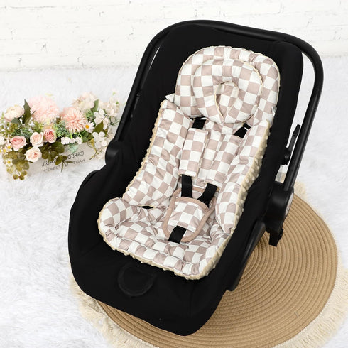 with3 DILIMI Infant Car Seat Insert, Baby Car Seat Head Support with Removable Headrest, Adjustable Newborn Car Seat