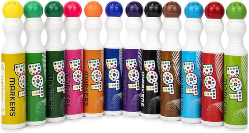 Darice Washable Dot Markers for Toddlers, 12 Colors (40ml 1.35oz) Paint Marker Dot Art Set, Water Based Non-Toxic Bingo Daubers for Kids by Playkidiz