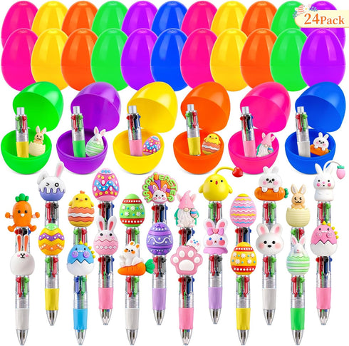 SZCECHRE 24 Pack Easter Eggs Bulk with Multicolor Pen in One - Easter