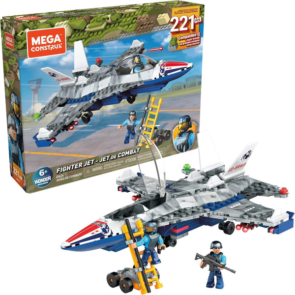 Mega Construx Fighter Jet Construction Set with character figures, Building Toys for
