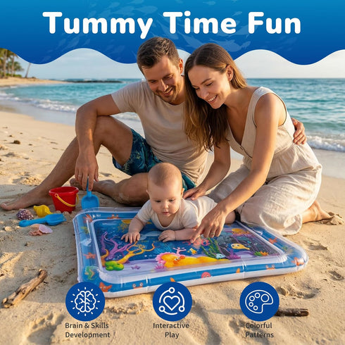 Piszvbej Tummy Tummy Time Water Mat for Babies, Inflatable Time Water Play Mat, with Bright and Colorful Patterns