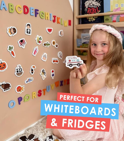 Set 78 52 26 Curious Columbus Magnetic Objects and Letters. of Foam Magnets Including Pictures and Uppercase Alphabet