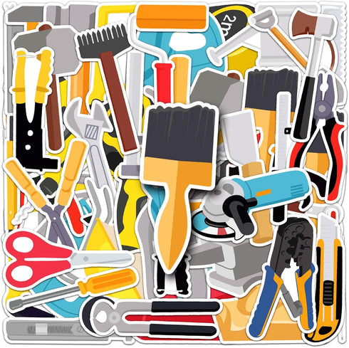 Jictegb Kids,50Pcs Tool Stickers for Waterproof Vinyl Decals for Cup Water Bottles Laptop Luggage Computer Mobile Phone