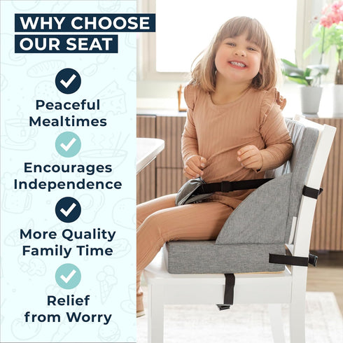 ZEDORA Toddler Booster Seat for Dining Table Kitchen Chair - High Portable Cushion Child Kids Seats, Restaurant Eating