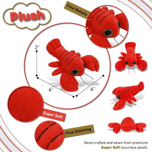 6 Inches DolliBu Red Lobster Stuffed Animal - Super Soft Big Eyes Lobster Plush, Ocean Stuffed Animal Plush Toy