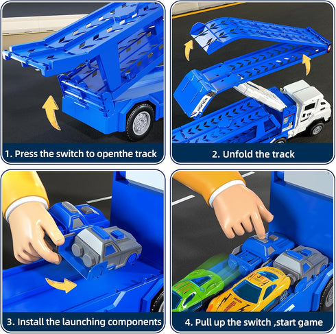 Garbo Star 3 4 5 6 7 Set 12 2 Set Transport Truck Toys for Years Old Boys,Toys Cars Track Transporter Trucks