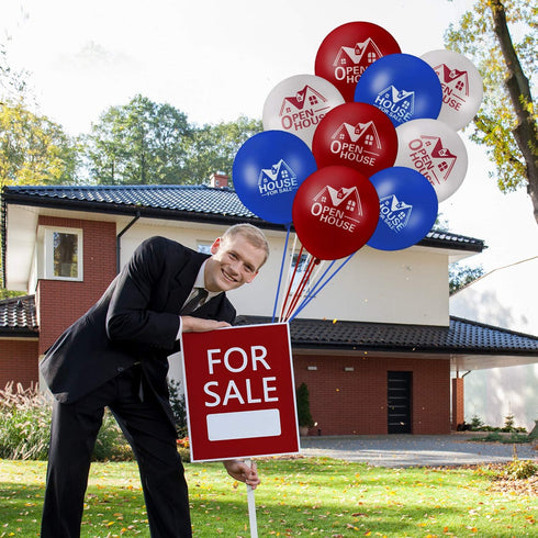 Gejoy 60 Pieces Open House Balloons, 12 Inches Latex Balloons for Real Estate Supplies and Yard Sign