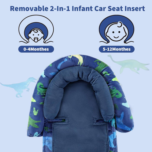 2-in-1 Set Baby Car Seat Head Support with Extra Headrest, Babybody Supports with Shoulder Pads for Newborn, Adjustable
