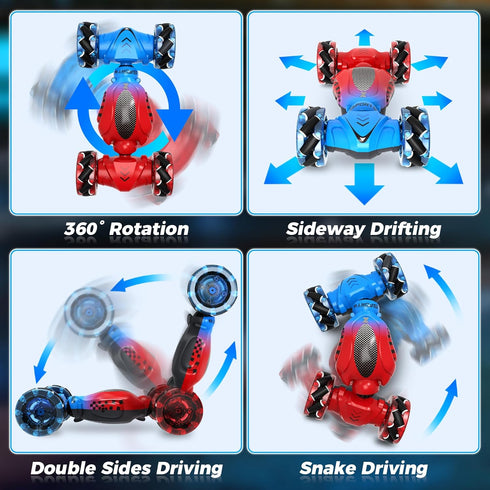 Gesture Sensing RC Stunt Car, Remote Control Toy for Kids 6-12 Year Old, 4WD Transform Hand Controlled 360° Rotating
