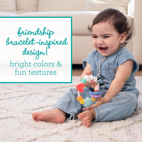 Infantino BFF Friendship Baby Teether Soft Silicone Baby Teething Toy with Textures, Bright Colors, and Easy-Grip