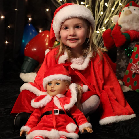 Eimmie 18 Inch Sets 18 Playtime by Doll Clothes and Accessories - Christmas Holiday Dress with Matching Santa Hat