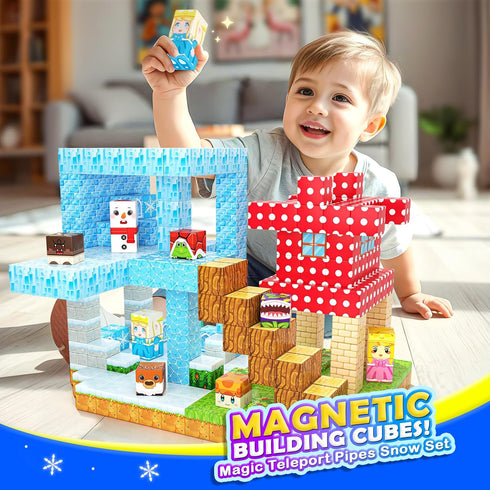 110PCS 1" 4-8 8-12 3+, Coodoo Magnetic Blocks - Magnetic Building Blocks Sensory Toys for Kids Ages Magnet Tiles STEM